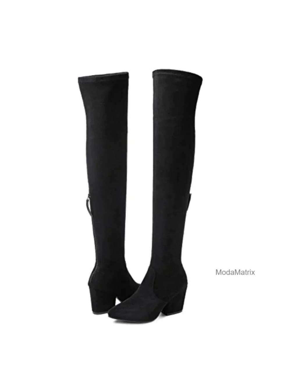Over the Knee Boots Thigh High Faux Suede Block Heel Pointed Toe Winter Comfort